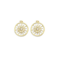 Gold CZ Sunflower Mother of Pearl Coin Charm, Sku#Y904