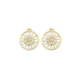 Gold CZ Sunflower Mother of Pearl Coin Charm, Sku#Y904