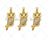 CZ Micro Pave Owl Shape Pendant/Charm,Cubic Zirconia Charm, Necklace Bracelet Charm Pendant,12x29mm, Sku#Z1290