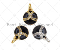 CZ Pave Black Enamel Soft Ball Pendant, Sport Ball pendant,Sport ball charm,10x12mm,sku#F1351