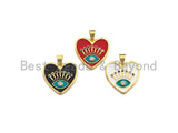 Enamel White/Red/Black Evil eye on Heart pendant, Enamel heart charm, Protection Evil eye charm, 19mm, sku#Z639