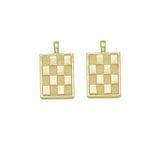 Gold Checkboard Rectangle Charm, Sku#F1516