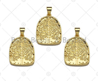 Dainty Gold Silver Life Tree Charms, Dainty Medallion Charms, Gold Silver Pendant, Medallion Necklace Charms, 17x23mm, Sku#L333