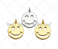 Dainty Gold/Silver Smiley Cute Face Shape Pendant/Charm, Smiley Face Medallion Charm,Necklace Bracelet Charm Pendant,20x18mm, Sku#LK241