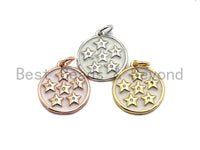 White Enamel Round Disc with Stars Charms Pendant, Enamel Pendant,Round Enamel, Gold/Silver/Rose Oil Drop jewelry Findings,16x20mm,sku#Z373