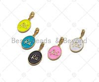 Enamel Colorful RE Alphabet On Oval Pendant/Charm,CZ Micro Pave pendant,Enamel pendant,Enamel Jewelry, 13x18mm,sku#F1259