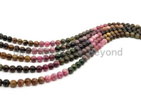 Quality Natural Tourmaline beads, 5mm/6mm/7mm  Round Smooth Natural Tourmaline Gemstone Beads, 15.5inch strand, SKU#U211