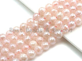 Mystic Plated Rose Quartz Beads, 6mm/8mm/10mm/12mm Round Faceted Rose Quartz Beads, 15.5" Full Strand, sku#UA62