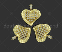 Gold Filled CZ Micro Pave Heart On Heart Shape Pendant, 18K Gold Filled Heart Charm, Necklace Bracelet Charm Pendant,20x23mm,Sku#LK335