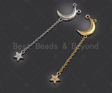 CZ Micro Pave Moon North Star Pendant/Charm, Star Moon Pendant, Clear CZ Micro Pave Charm, 11x55mm, sku#F1266