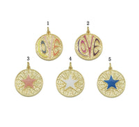 Gold Colorful Enamel Star Love Coin Charm, Sku#LX169