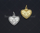 CZ Micro Pave Falling Heart Shape Pendant, Gold/Silver Plated Jewelry, Necklace Bracelet Charm Pendant, Heart Charm, 13x14mm,sku#F1215