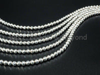 Natural Hematite Bright Silver Round Micro Faceted Beads, 2mm/3mm/4mm/6mm/8mm/10mm, Loose Tiny Sparkle Silver bead 15.5inch strand, SKU#S64