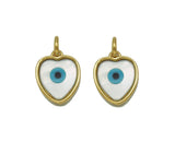 Enamel Evil Eye On Mother of Pearl Heart Charm, Sku#L670