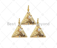 Baguette CZ Micro Pave Pyramid Shape Pendant/Charm, 14K Gold Filled Charm, Necklace Bracelet Charm Pendant,16x16mm,Sku#ZX30