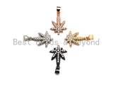 CZ Micro Pave Maple Leaf Flower Shaped Pendant/Charm, Cubic Zirconia Pendant Charm,14x21mm,sku#F915