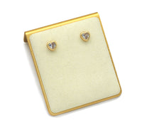 CZ Gold Heart Stud Earrings, Sku#LD356