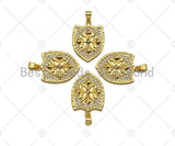 CZ Micro Pave Cross On Shield Shape Pendant/Charm,Cubic Zirconia Charm, Necklace Bracelet Charm Pendant,19x26mm, Sku#LK189