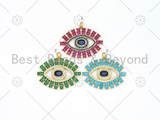 Large Bargutte CZ Micro Pave Evil Eye Shape Pendant/Charm, Gold Filled Evil Eye Pendant, 30x42mm,Sku#LK421