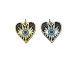 CZ Enamel Evil Eye On Heart Shape Pendant, Sku#Z1430