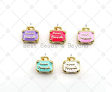 Enamel Colorful Cute Lady Bag Shape with Gold Love Forever Word Pendant, 18K Gold Filled Large Hole Charm,Sku#LD164