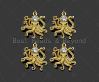 Gold Filled Big Clear CZ Micro Pave Squid Shape Pendant, 18K Gold Filled Squid Charm, Necklace Bracelet Charm Pendant, 22x22mm,Sku#Y472