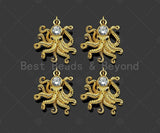 Gold Filled Big Clear CZ Micro Pave Squid Shape Pendant, 18K Gold Filled Squid Charm, Necklace Bracelet Charm Pendant, 22x22mm,Sku#Y472