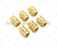 18K Gold High Polished Cross On Tube Space Bead, Large Hole Tube Spacer Beads, Men's Jewelry Findings, Bracelet Beads, 7x9mm, Sku#Y388