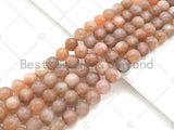 Quality Natural Peach Moonstone Round Faceted/Smooth Beads, U1076