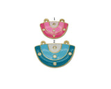 CZ Enamel Half Circle Charm, Sku#LK650