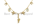 Gold Necklace with Snake Star Horse Shoe Charm, sku#z707