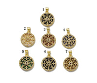 Floral Star of David On Round Coin Gemstone Charm, Sku#LX113