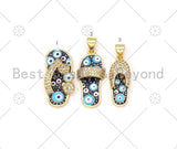 CZ Micro Pave Enamel Colorful Evil Eye On Slipper Shape Pendant,18K Gold Filled Slipper Charm,Enamel Charm, 24x11mm/25x11mm/21x9mm,Sku#LK417