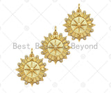 18K Gold North Star on Round Coin Shape Pendant,CZ Gold Medallion Charm, Necklace Bracelet Charm Pendant,19x20mm,Sku#Z1325