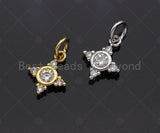 Dainty CZ Micro Pave Star Flower Shape Pendant/Charm, Bracelet Necklace Charm, North Star Pendant Charm, 9x11mm,sku#Z1231