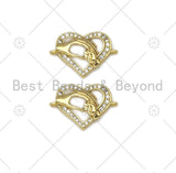 CZ Micro Pave Heart With Mama Holding Baby Hand Shape Connector,18K Gold Filled Charm, Mother's Day Bracelet Connector,13x19mm,Sku#E543