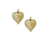 CZ Pave Gold Star On Heart Charm, Sku#LX118