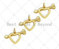 18K Gold Heart With Arrows Shape Toggle Clasp, Necklace Bracelet Clasp/Connetor,20x11mm, Sku#Z1293