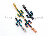 CZ Micro Pave CACTUS Pendant/Charm with Abalone Shell, Pave Findings/Cubic Zirconia Pendant, 12x22mm, 1pc, SKU#F465