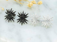 CZ Starburst Stud Earrings, Sku#O55