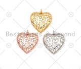 CZ Micro Pave Heart Shape Pendant/Charm, Gold/Silver/Rose Gold Heart Charm, Necklace Bracelet Charm Pendant,25x25mm,Sku#Y479