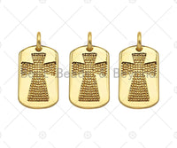 18K Dainty Gold Cross On Rectangle Shape Pendant/Charm,Cross Medallion Charm, Necklace Bracelet Charm Pendant,15x10mm, Sku#F1364