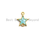 100% Natural Aqua Blue Shell Star Shape Connector, Blue Shell Connector for Bracelet/Necklace Making, Gold/Silver Plated, 11x13mm,SKU#Z297