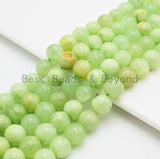 High Quality Lime Green Jade Round Smooth Beads, 4mm/6mm/8mm/10mm/12mm, Green Gemstone Beads, 15.5inch strand, SKU#U341