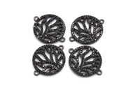 Black CZ flower Connector charm, sku#A92