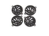 Black CZ flower Connector charm, sku#A92