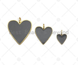 Gray Enamel Heart Pendant with Gold Finish, Enamel Heart, Gray Enamel Heart, 14x20/24x29/33x38mm, sku#FH171