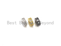 Big Hole CZ Pave Donut beads, Cubic Zirconia Spacer Beads, European Large hole Bead, 3x7mm, sku#Z882