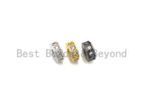 Big Hole CZ Pave Donut beads, Cubic Zirconia Spacer Beads, European Large hole Bead, 3x7mm, sku#Z882