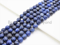 Quality Natural Faceted Blue Sodalite Round Beads, 8mm/12mm Blue Sodalite Beads,15.5" Full Strand, SKU#U380c